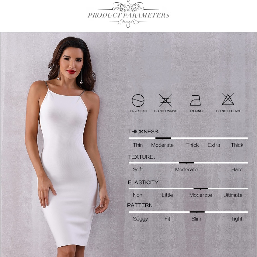 Bandage Backless Slim White Midi Dress - Picture 2 of 13